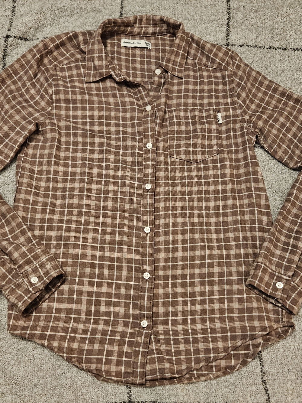 abercrombie kids Brown Plaid Button-Down Shirt